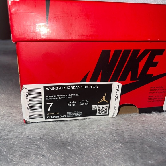 Powder blue & gym red retro Jordan ones - Picture 5 of 7